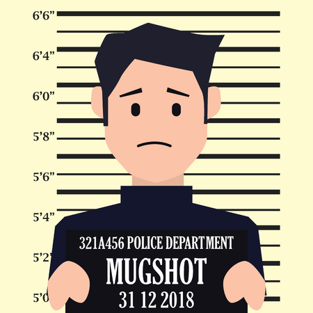 mugshot criminal line with centimeter scale background. vector illustrationのイラスト素材