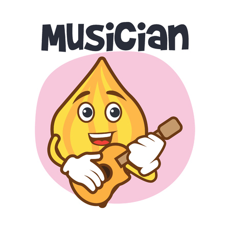 musician penne italian pasta cartoon character.  vector illustrationのイラスト素材