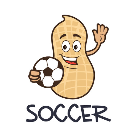 soccer peanut cartoon character. vector illustrationのイラスト素材