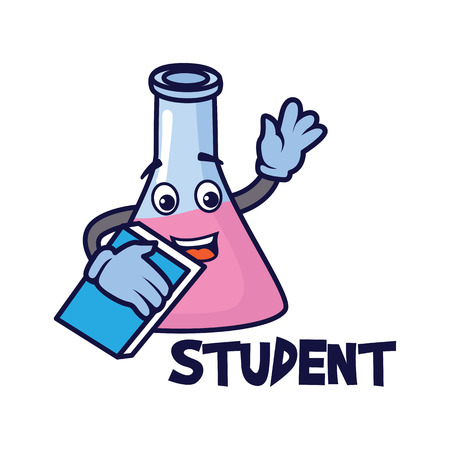 science beaker  character as a student. vector illustrationのイラスト素材