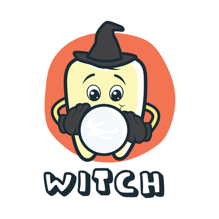 tooth character as a witch. vector illustrationのイラスト素材