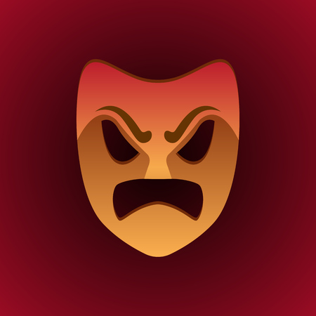 theatrical mask angry expression. vector illustrationのイラスト素材