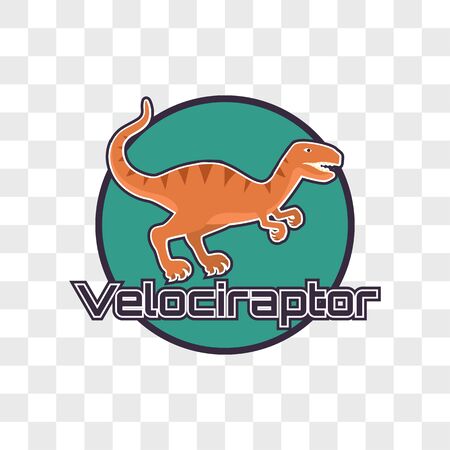 velociraptor dinosaur isolated on transparent background. vector illustrationのイラスト素材