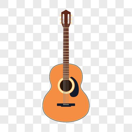 acoustic guitar musical instruments isolated on transparent background. vector illustrationのイラスト素材