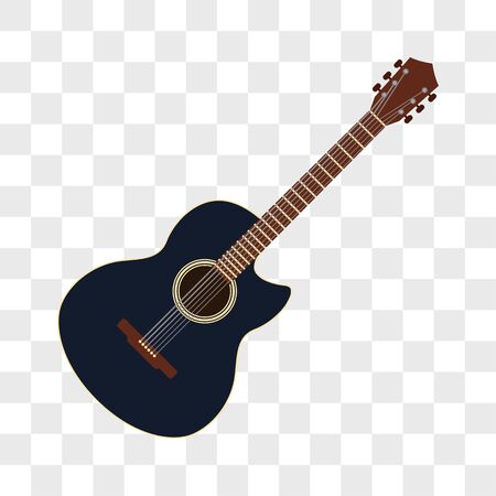 acoustic guitar musical instruments isolated on transparent background. vector illustrationのイラスト素材