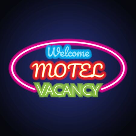hotel motel neon sign plank. vector illustrationのイラスト素材