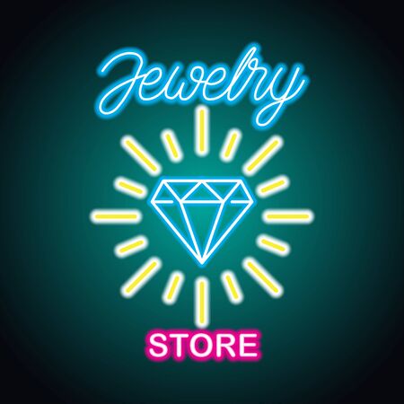 jewelry store neon sign for jewelry business plank. vector illustrationのイラスト素材