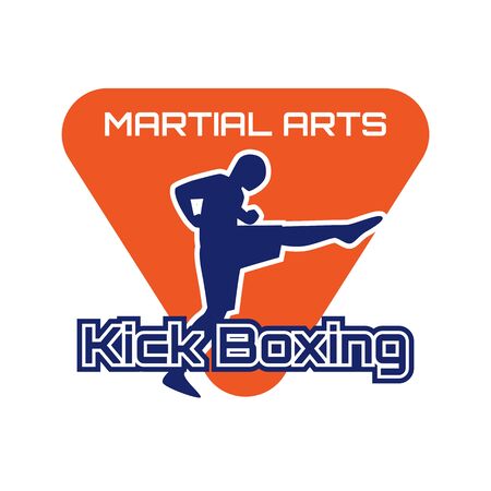 kick boxing martial art isolated on white background. vector illustrationのイラスト素材