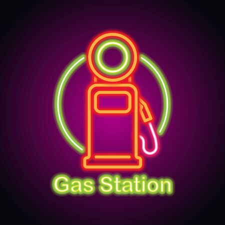 gas petrol station neon sign for gas petrol station plankのイラスト素材