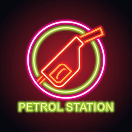 gas petrol station neon sign for gas petrol station plankのイラスト素材