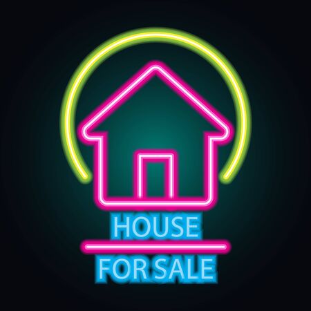 house home for sale neon sign for house for sale plankのイラスト素材