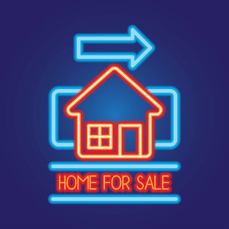 house home for sale neon sign for house for sale plankのイラスト素材