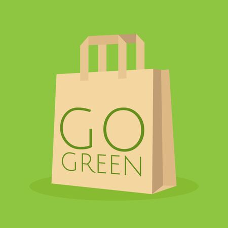 go green shopping bag isolated on white backgroundのイラスト素材