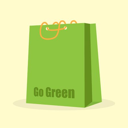 go green shopping bag isolated on white backgroundのイラスト素材