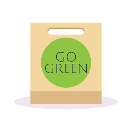 go green shopping bag isolated on white backgroundのイラスト素材