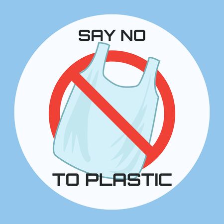 say no to plastic concept for better future. vector illustrationのイラスト素材