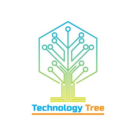 technology tree logo on white background. vector illustrationのイラスト素材