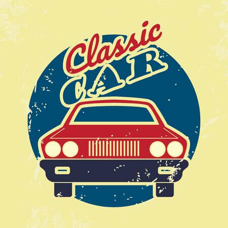 vintage car emblem icon isolated on white background. vector illustrationのイラスト素材