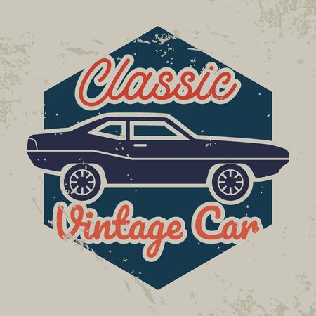 vintage car emblem icon isolated on white background. vector illustrationのイラスト素材