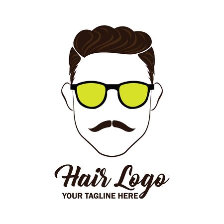 man hair logo with text space for your slogan or tagline, vector illustrationのイラスト素材