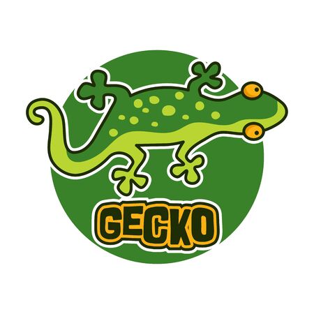 gecko lizard character isolated on white background.  vector illustrationのイラスト素材
