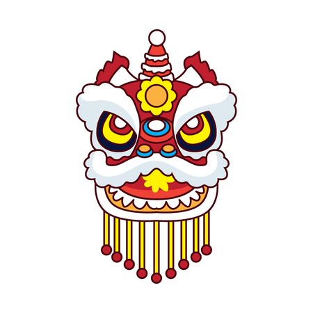 lion dance for chinese new year festival. vector illustrationのイラスト素材