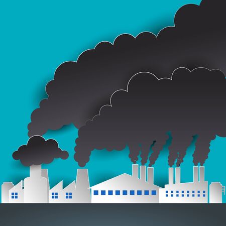 polluting air from factory pipe and cesspit, environmental for pollution concept. vector illustrationのイラスト素材