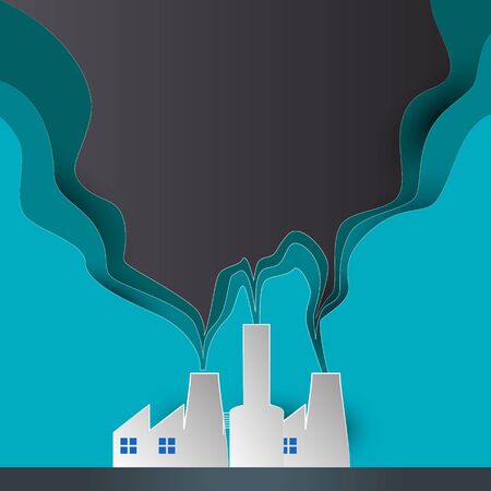 polluting air from factory pipe and cesspit, environmental for pollution concept. vector illustrationのイラスト素材