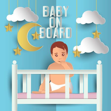 baby on board. vector illustrationのイラスト素材