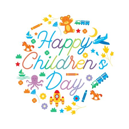 happy children's day for international children celebration. vector illustrationのイラスト素材