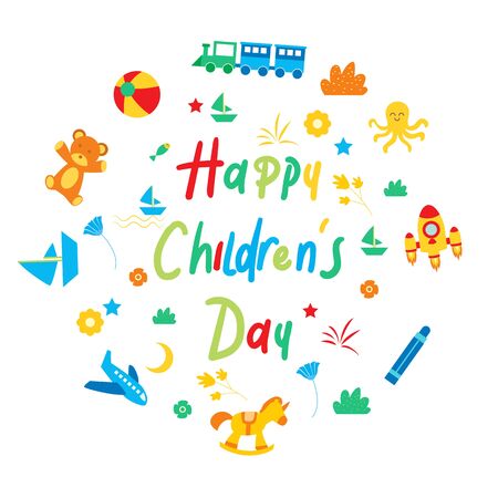 happy children's day for international children celebration. vector illustrationのイラスト素材