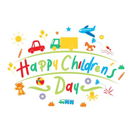 happy children's day for international children celebration. vector illustrationのイラスト素材