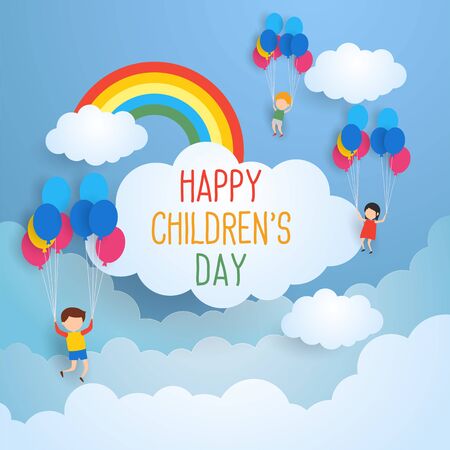 happy children's day for international children celebration. vector illustrationのイラスト素材