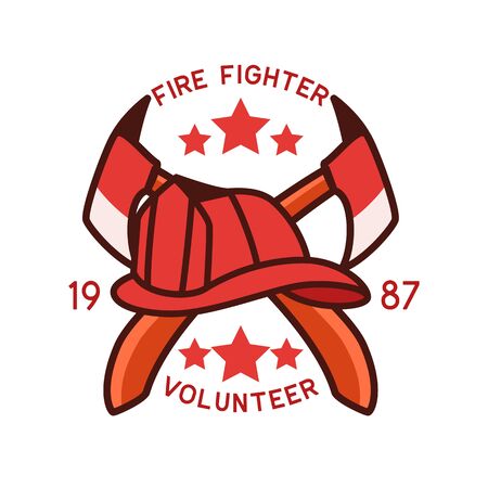 firefighter logo isolated on white background. vector illustrationのイラスト素材