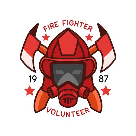 firefighter logo isolated on white background. vector illustrationのイラスト素材