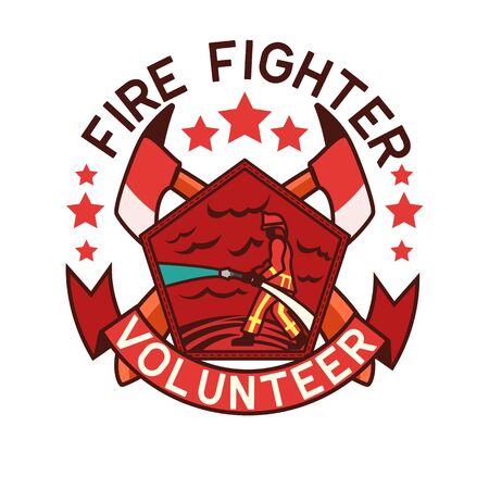 firefighter logo isolated on white background. vector illustrationのイラスト素材