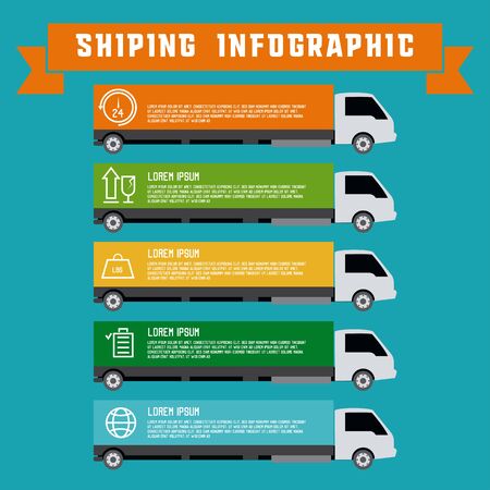 shipping info graphic for business. vector illustrationのイラスト素材