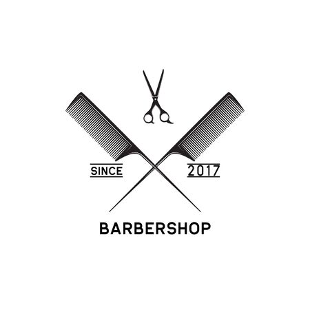 barber shop logo isolated on white background, vector illustrationのイラスト素材