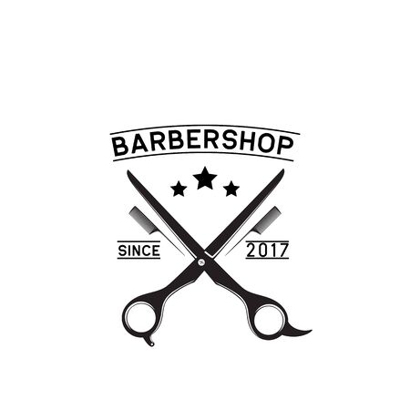 barber shop logo isolated on white background, vector illustrationのイラスト素材