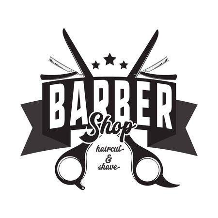 barber shop logo isolated on white background, vector illustrationのイラスト素材