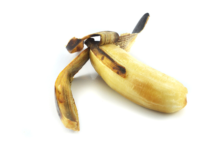 Over ripe banana / fruit of peeled banana ripe isolated on white backgroundの写真素材