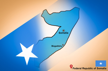 Somalia map and Mogadishu with location map pin and Somalia flag on travel map of Asia - Federal Republic of Somaliaの写真素材