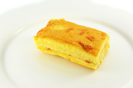 Cake egg dessert on plate on white background / bread egg isolatedの写真素材