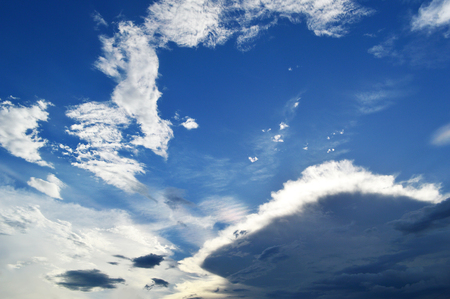 blue sky cloud background / afternoon blue sky clear with cloud motion on bright dayの写真素材