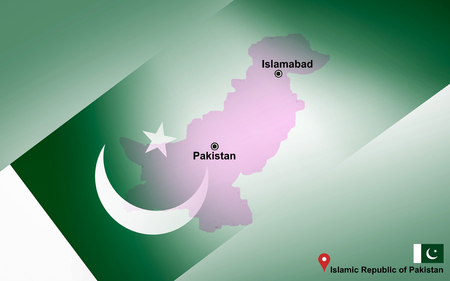 Pakistan map and Islamabad with location map pin and Pakistan flag on map of Asia - Islamic Republic of Pakistanの写真素材