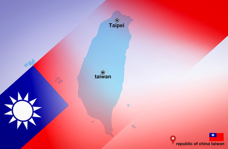 Taiwan map and Taipei with location map pin and Taiwan flag on travel map of Asia - republic of china taiwanの写真素材