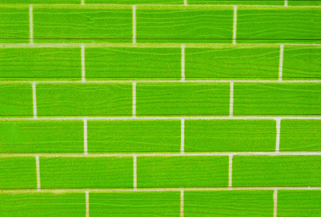 wall green background / brick pattern green wall texture backgroundの写真素材