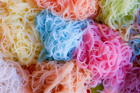 thai food vermicelli / colorful thai rice noodle or rice vermicelli on background / Thai style food...