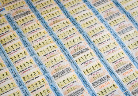 Bangkok Thailand - April 23 2017 : Thai lottery ticket background, paper of lottery number 6 digits...