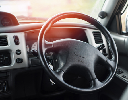 Inside car Interior with steering wheel on my car